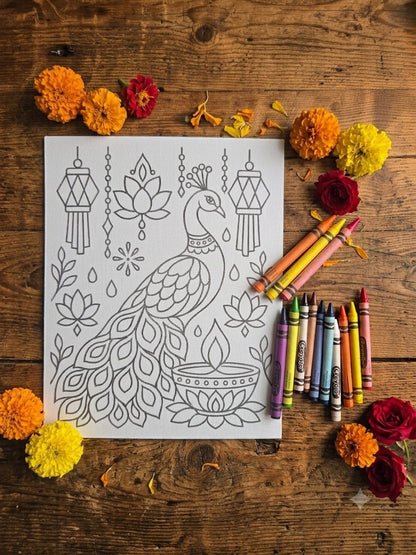 Festive Coloring Hard Canvas - Diwali/Holi