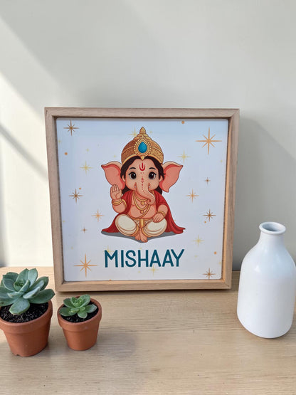 Personalized Baby Ganesh Shadow Box Frame