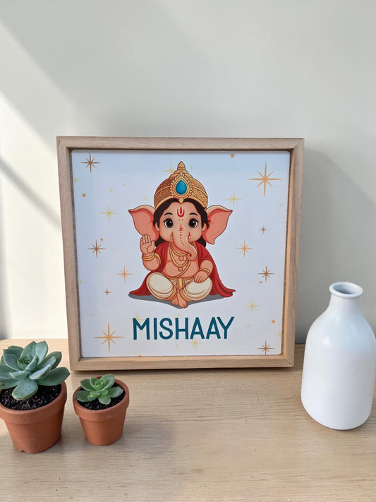 Personalized Baby Ganesh Shadow Box Frame