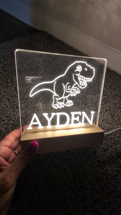 Night Light with Wooden Base