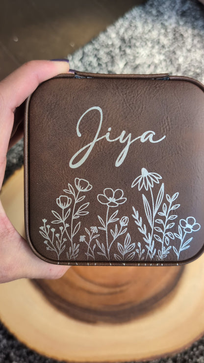 Personalized Blooming Garden Leatherette Jewelry Box
