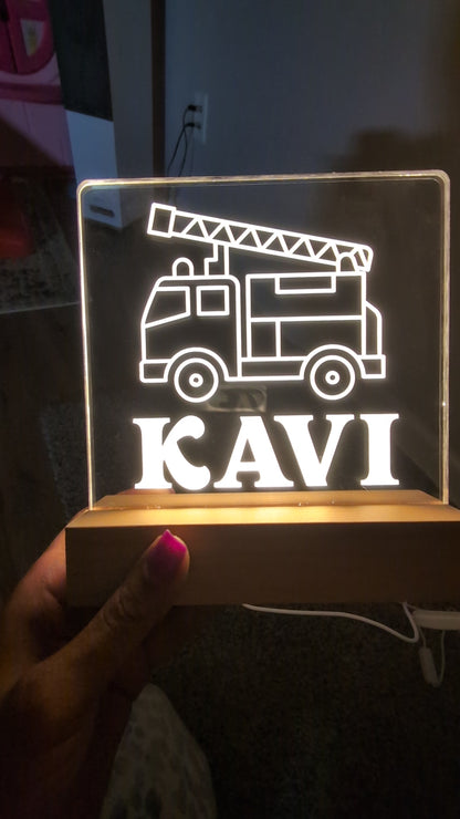 Night Light with Wooden Base