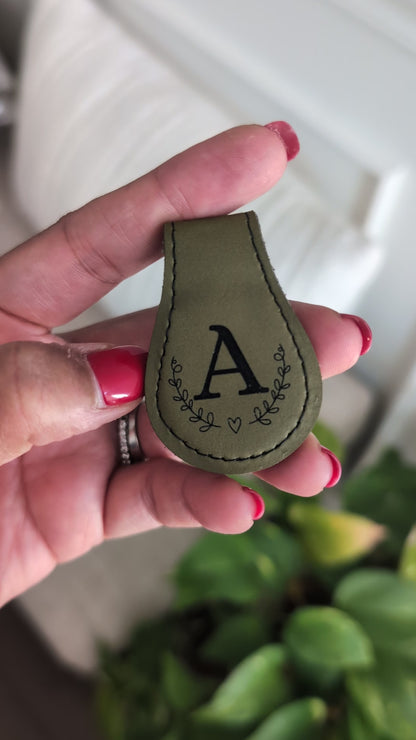 Magnetic Leatherette Bookmark with Monogram