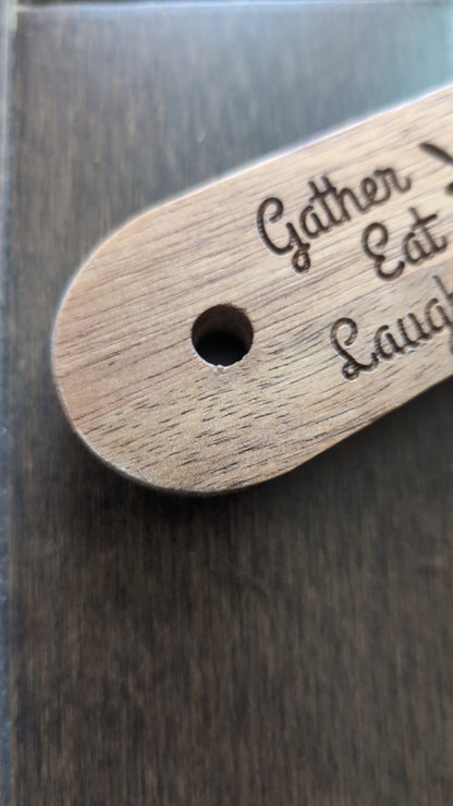 Personalized Acacia Serving Paddle Tray with Glass Bowls