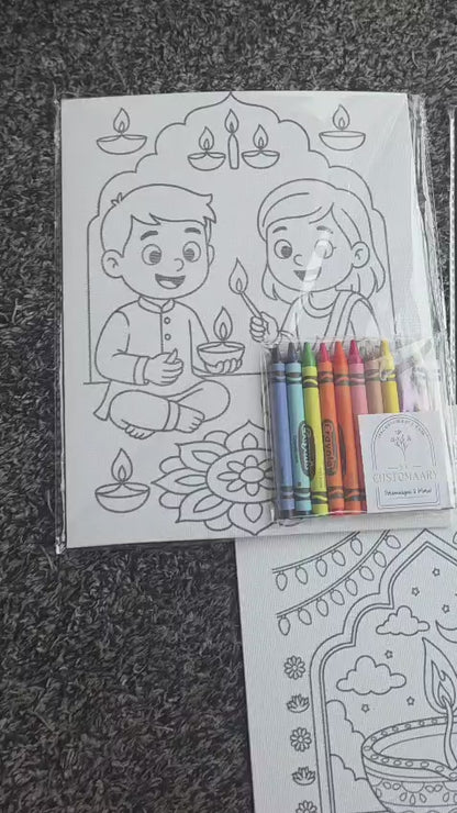Festive Coloring Hard Canvas - Diwali/Holi