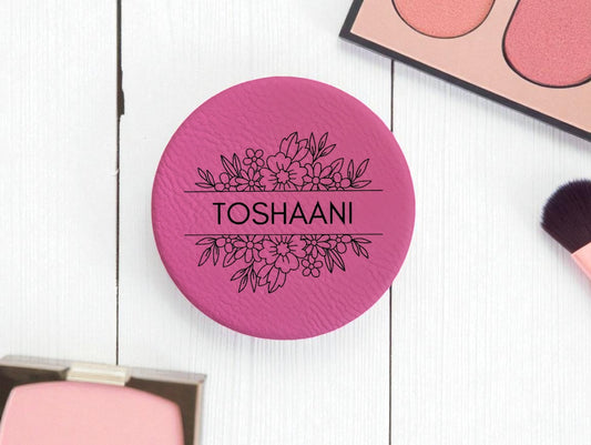 Floral Personalized Compact Mirror