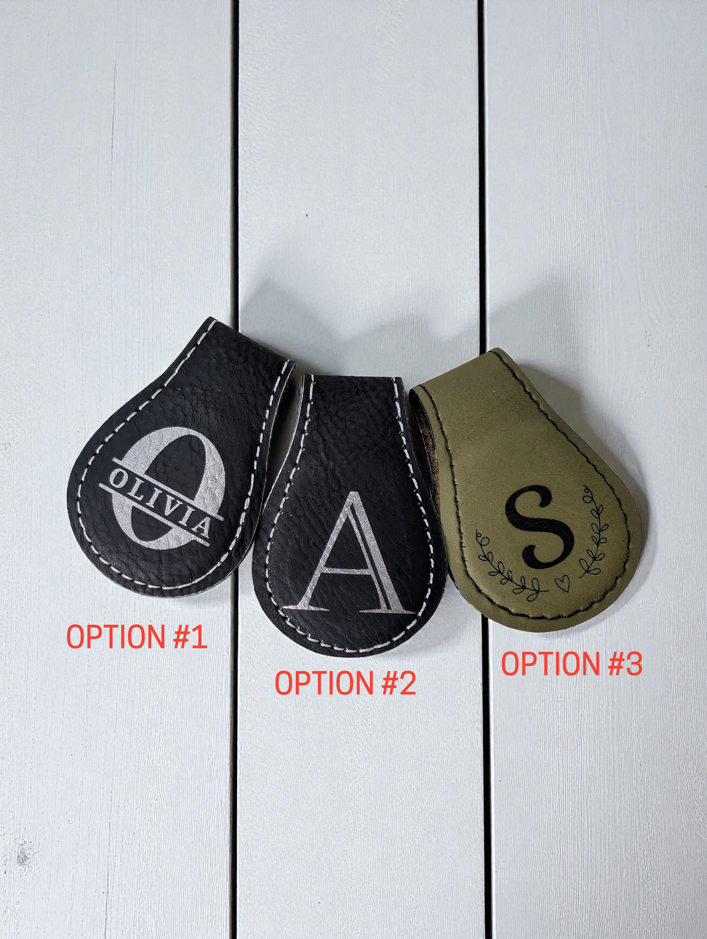 Magnetic Leatherette Bookmark with Monogram