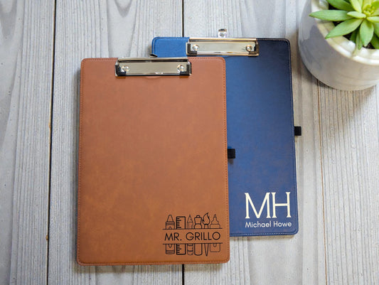 Personalized Engraved Leatherette Clipboard with Pen Holder