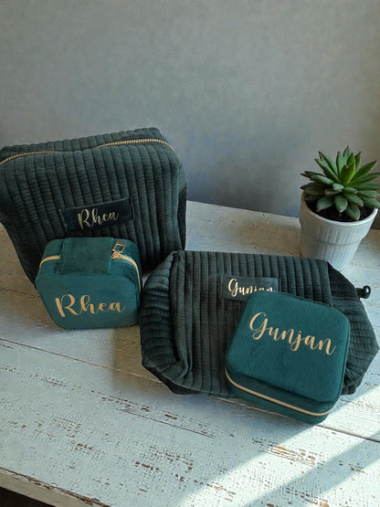 Personalized Velvet Vanity Pouch Set