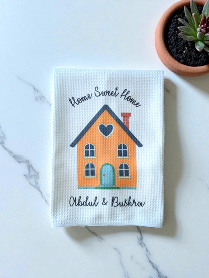 Home Sweet Home Personalized Waffle Kitchen Towel