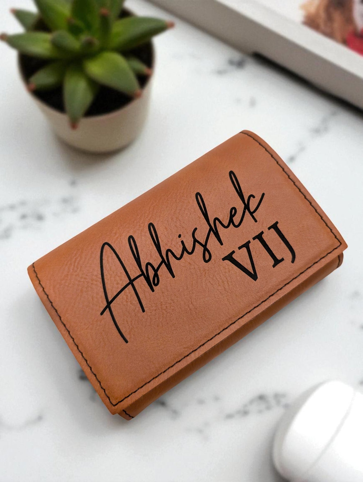 Personalized Leatherette Pill Box