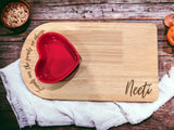 Wooden Tray with Heart Ceramic Bowl