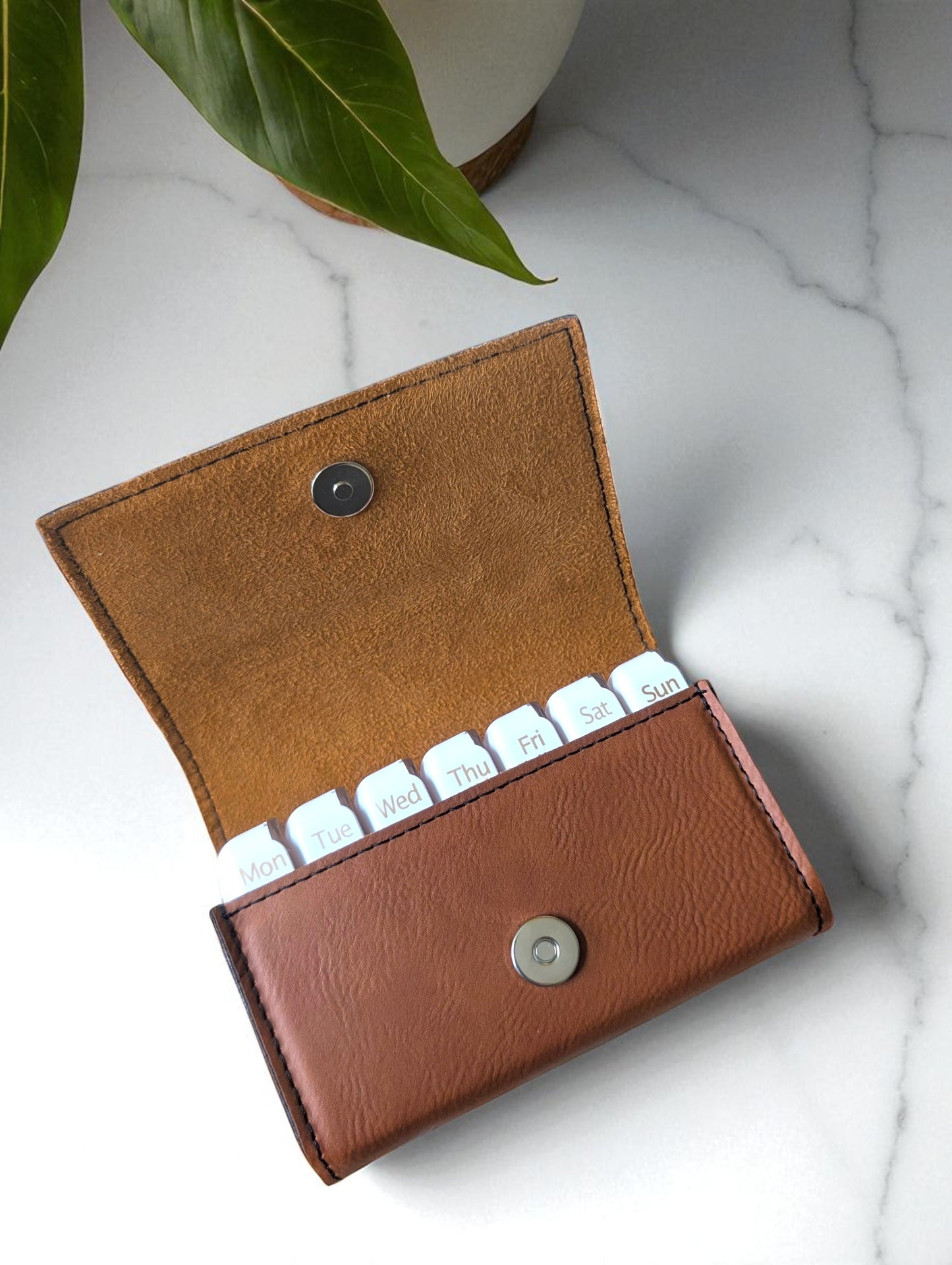 Personalized Leatherette Pill Box
